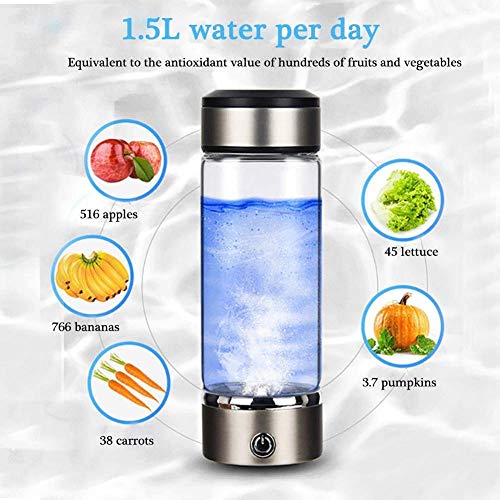 Hydrogen Water Bottle, Portable Hydrogen Water Ionizer Machine, Hydrogen Water Generator, Hydrogen Rich Water Glass Health Cup for Home Travel