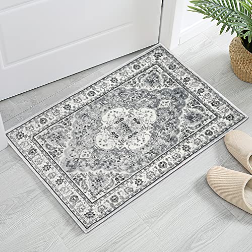 Area Rug 2X3 Door Mat Indoor Entrance Traditional Foldable Rug Soft Fuzzy Persain Pattern Rug Machine Washable Floor Carpet Non Slip Rug for Living Room Bedroom Bathroom Kitchen