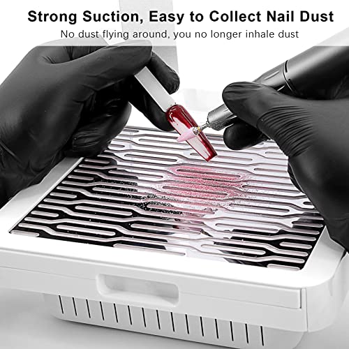 Nail Dust Collector with Nail Drying Light and Normal Lamp, 3 Settings Adjustable Suction, Multifunctional Nail Dust Extractor Suction Fan Nail Dust Vacuum Cleanser, NDC6