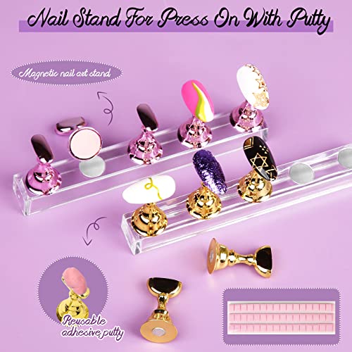 Clear Almond Nail Tips Full Cover, Teenitor Short Almond Nail Tips With Glue, 600pcs Clear Short Almond Fake Nails for Nail Extension, 2 Set Nail Stand for Press On Nails, Cuticle Oil, Nail File Buffer