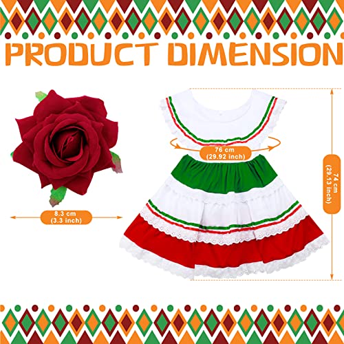 Xtinmee 2 Pcs Girls Traditional Mexican Fiesta Dress Kit with Flower Headpiece Cinco De Mayo Halloween Party Costume Size 6-8(Cute Style)