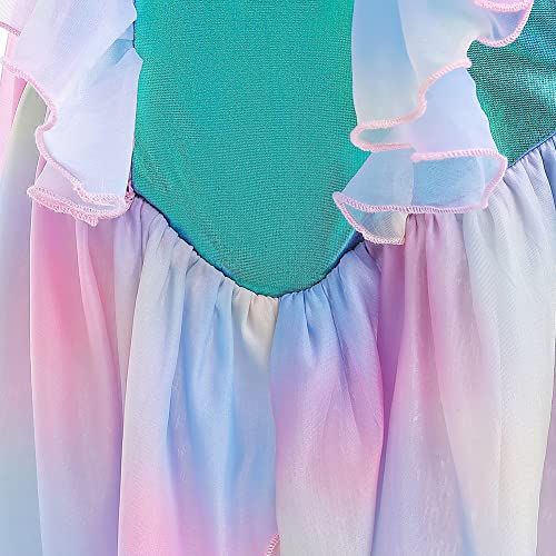 KVVFTT Little Girls Mermaid Costume Dress Outfit Princess Mermaid Birthday Party Dress Up with Accessories