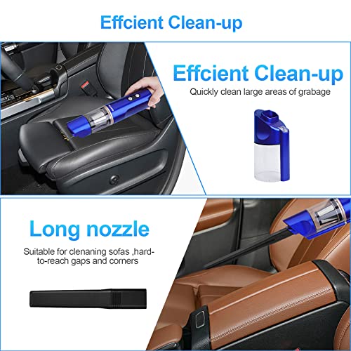 HAPPTWS 16000Pa Cordless Handheld Vacuum Cleaner - USB Rechargeable Car Vacuum for Car, Home, Pet Hair and More - Blue