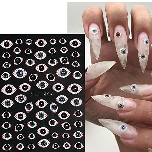 Halloween Nail Art Stickers Decals, 5D Stereoscopic Embossed Halloween Nail Stickers Nail Art Supplies Ghost Face Spider Bat Halloween Nails Design Decals for Women Girls DIY Nail Art Decorations