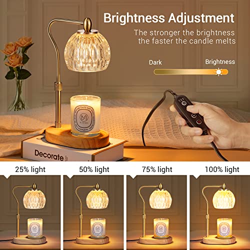 NVRGIUP Candle Warmer, Candle Warmer Lamp with Timer & Dimmer Candle Warmer Height Adjustable Scented Candles, Candle Warmer with 2 * 50W Bulbs for Home Decor (Gold)