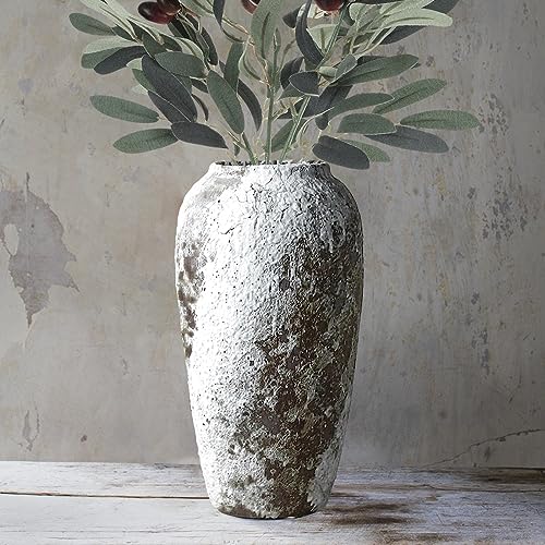 Rustic Ceramic Flower Vase Farmhouse Pottery Clay Tall Terracotta Floor Vases for Decorative Centerpiece Minimalism Home Decor Aesthetic for Living Room Bedroom Table Wedding Housewarming Gift