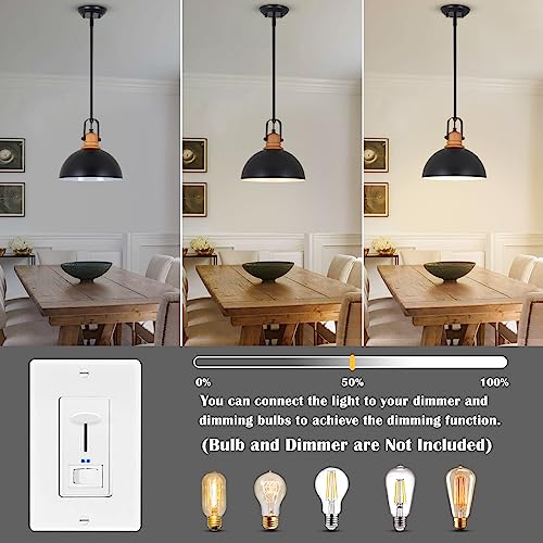 LAMSU 3 Pack Black Pendant Lights Kitchen Island, Farmhouse Dining Room Light Fixtures with Metal Dome Shades, Industrial Chandeliers Hanging Lighting for Living Room, Hallway, Height Adjustable