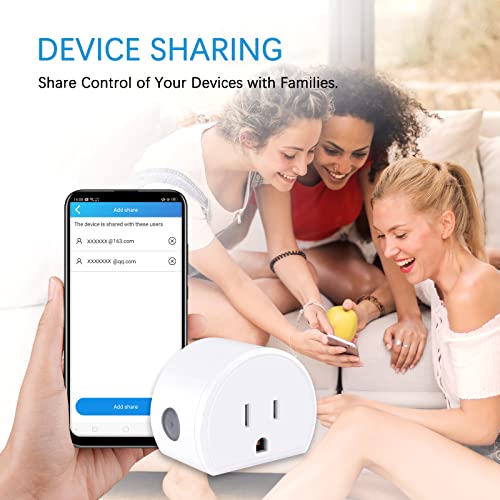 Smart Plug Mini 4-Pack, SURNICE Smart Home Wi-Fi Outlet Work with Alexa and Google Home for Voice Control, Timer, Group Controller, No Hub Required, 2.4G Wi-Fi Only, White