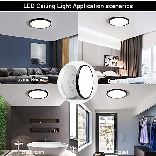 4 Pack 12 Inch 3200LM LED Flush Mount Ceiling Light,28W White 6000K,120V Slim Surface Mount Ceiling Light Fixture for Kitchen Bedroom Living Room