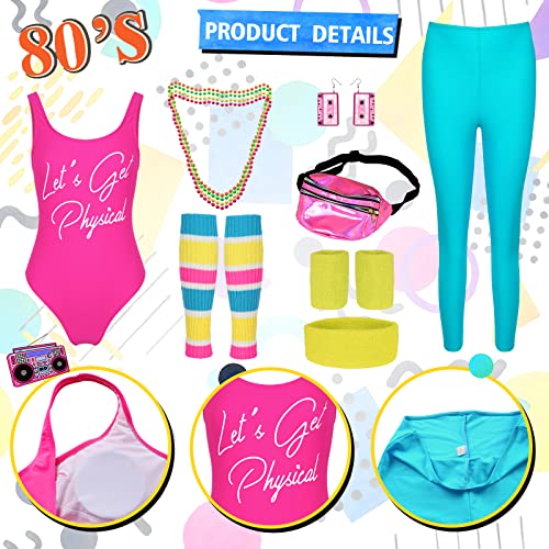 CICOCI 80s Outfit For Women Workout Clothes Costume with 80s Accessories Set Retro Party Leg Warmers Headband