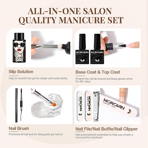 Morovan Poly Gel Nail Kits Starter Kit: Poly Nail Gel Kit for Beginners Poly Gel Kits with U V Light Gel Nail Kit DIY Extension Gel Kit Poly Nail Gel Kit with Everything