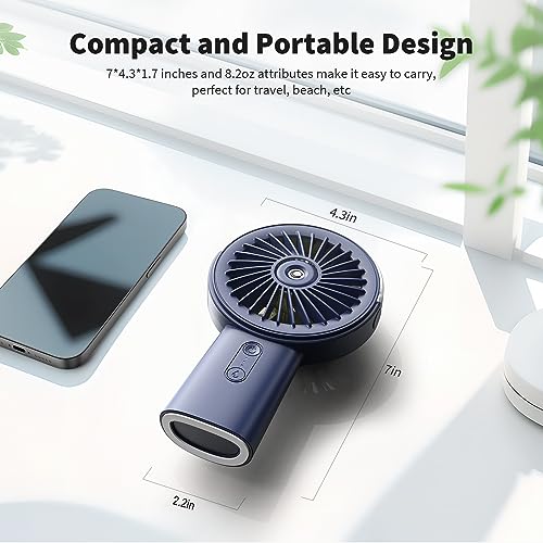 Otlonpe Misting Fan Portable Handheld Fan, 4000mAh Hand Held Mist Fan Rechargeable Power Bank, 90° Adjustable Small Mister Fan, Personal Cooling Water Spray Fan for Men Women Travel Home Outdoor