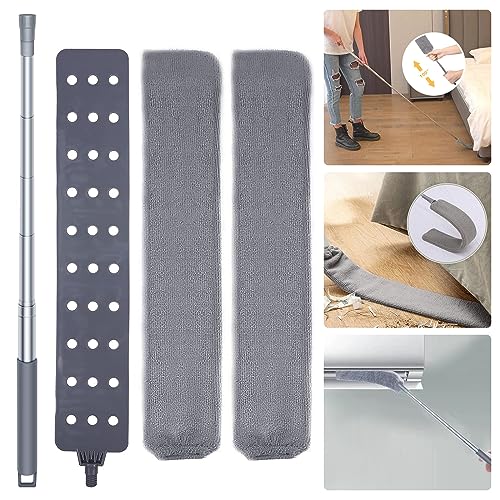 GUCABE Retractable Gap Dust Cleaner, Microfiber Hand Duster, Under Fridge & Appliance Duster, Telescopic Dust Brush for Wet and Dry, Cleaning Tools for Home Bedroom Kitchen (55.2in, Grey)