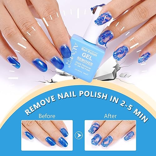 Gel Nail Polish Remover, Peel off in 3-5 Min, Quick & Easy Removes Gel Nail, Acrylic & Shellac Nails with Nail File + Nail Polish Scraper, Do Not Hurt Your Nails