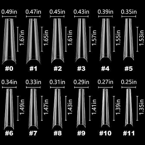 AddFavor 240pcs Long Coffin Nail Tips Clear XXL Extra Long Ballerina Gel x False Nail Tips C Curve Fake Nails for Acrylic Nail Art Salon and Home DIY Design