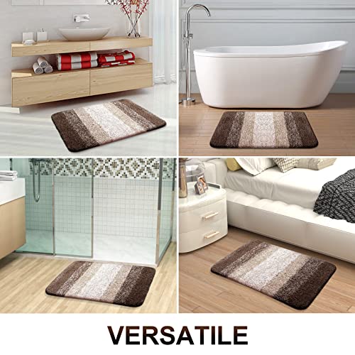 OLANLY Luxury Bathroom Rug Mat 24x16, Extra Soft and Absorbent Microfiber Bath Rugs, Non-Slip Plush Shaggy Bath Carpet, Machine Wash Dry, Bath Mats for Bathroom Floor, Tub and Shower, Brown