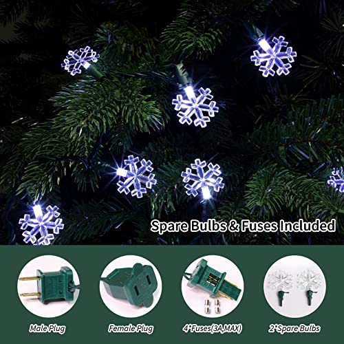 LAMPHOME 12.8ft 50 LED Snowflake String Light for Christmas,Party,Home,Patio Lawn,Garden，Cool White