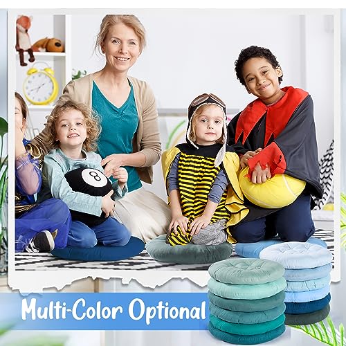 Fumete 12 PCs Floor Pillows Cushions Round Seat Pillows Seating 15 x 15 Inches Color Chair Cushions Floor Pillow Reading Cushion for Kids Adults Classroom Home School Playing Supplies (Vivid Color)
