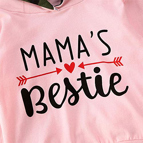 FYBITBO Toddler Baby Girl Fall Winter Clothes Mamas Bestie Hoodie Sweatshirt Tops & Camo Pants Outfits Clothing Sets (Pink Camo, 18-24 Months)