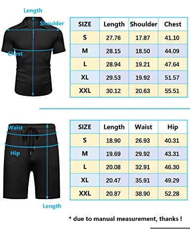 URRU Men's Polo Shirt and Shorts Set Summer Outfits Fashion Casual Short Sleeve Polo Suit for Men 2 Piece Shorts Sweatsuits