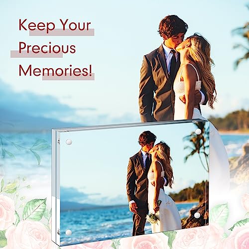 Handepo 20 Pcs Acrylic Picture Frame 4 x 6 Clear Acrylic Photo Frame Magnetic Desktop Display Double Sided Acrylic Frame 20 mm Thickness Freestanding Photo Frames for Bedroom Living Room Home Office