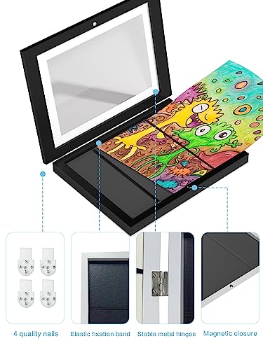 Orionstar Kids Art Frames, Artwork Picture Frames Changeable, 13x10 Front Opening Picture Display Frames Holds 100 A4 Pcs, Artwork Display Storage Frames for Children, Home and Office (Black 2 Pack)