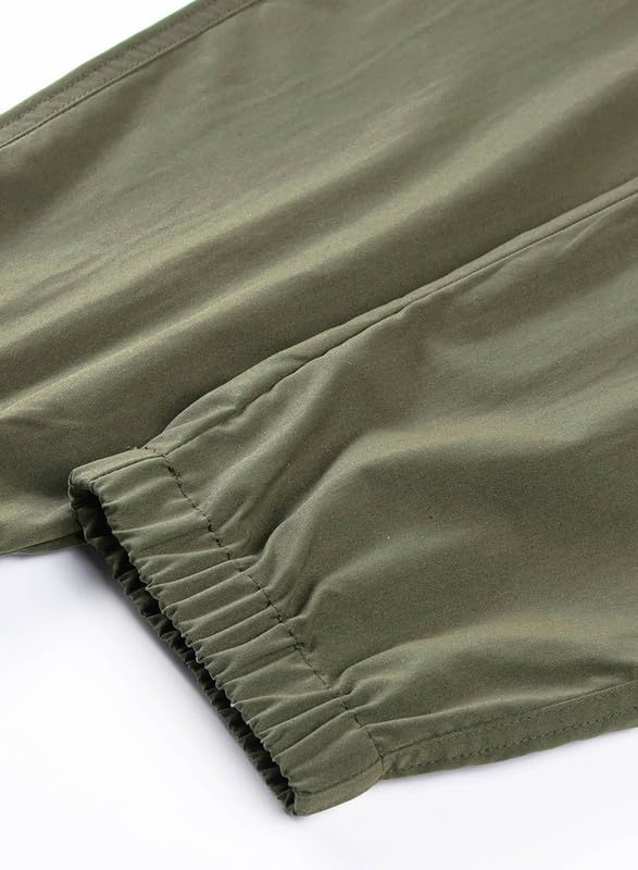 JMIERR Mens Casual Joggers Pants Stretch Elastic Waist Drawstring Army Green Cargo Pants Fall Tapered Sweatpants for Men with Multi Pockets,US 42(3XL),Army Green