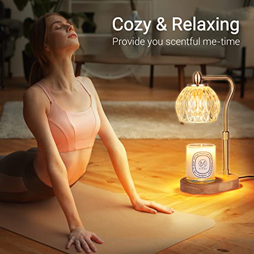 NVRGIUP Candle Warmer, Candle Warmer Lamp with Timer & Dimmer Candle Warmer Height Adjustable Scented Candles, Candle Warmer with 2 * 50W Bulbs for Home Decor (Gold)