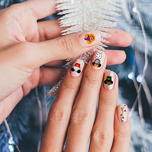 Halloween Christmas Mouse Inspired Nail Stickers 3D Nail Art Tattoo Decals DIY Nail Art Decoration Halloween Party Mouse Character Nail Sticker Mouse Theme Nail Stickers Gift for Child and Adult