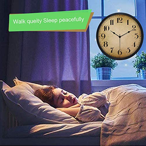 Gkwet Black Retro Wall Clock, Silent Non Ticking 10 Inch Quality Quartz Decorative Wall Clock, Round Easy to Read Home, Office, School Clock