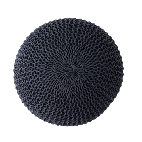 Christopher Knight Home Belle Knitted Cotton Pouf, Dark Blue
