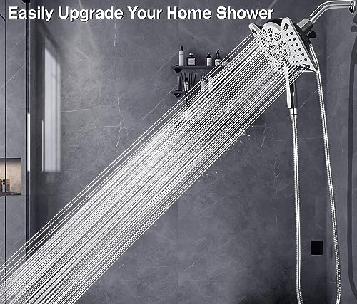 INAVAMZ Shower Head with handheld High Pressure: 7.5" Rain Shower Head & Hand Held Shower Head 2-in-1 Showerhead with 60” Flexible Stainless Steel Hose, cUCP and CEC certified