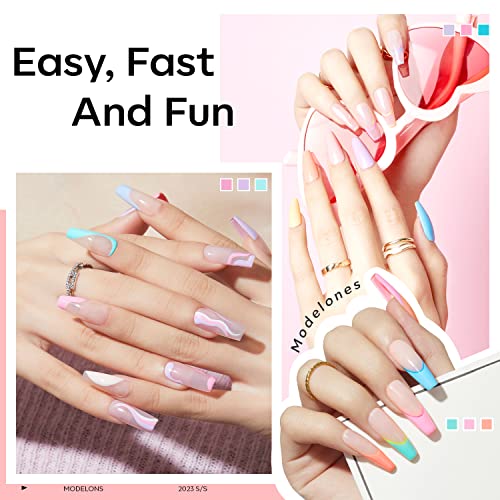 Modelones Gel X Nail Kit, Gel Nail Kit with 4 In 1 Nail Glue Gel, 500Pcs Nail Tips Half Matte Coffin Shape, and Portable U V LED Nail Lamp for Easy, Fast Extension Gel Nail DIY Art Home, Gift for Women