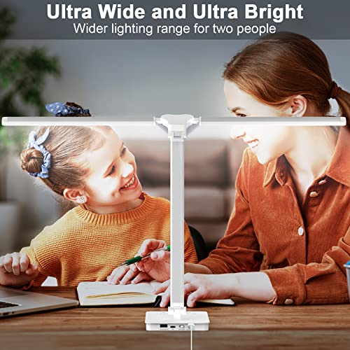 Bright LED Desk Lamp for Home Office - Dual Swing Arm Eye-Caring Architect Task Lamp, Adjustable Foldable Table Lamp, Dimmable Touch Control Desktop Lamp 5 Lighting Modes for Work/Study