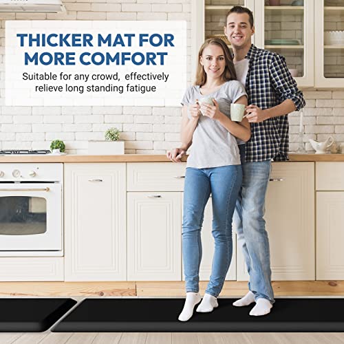 4/5 Inch Thick Kitchen Mats for Floor,Home & Kitchen Rug,Anti-Fatigue Mats,Waterproof Non-Slip Kitchen Mats,Comfort Standing Mat for Kitchen,Floor,Office,Sofa (17.3''x24'' Black)