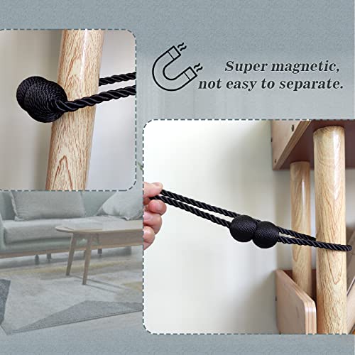 Hion Magnetic Curtain Tiebacks Black 2pcs, Curtain Tiebacks Buckles Holdbacks Holders Hooks Clip for Home Outdoor Bedroom Office Decorative Curtain