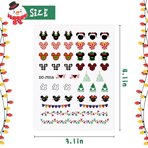 Halloween Christmas Mouse Inspired Nail Stickers 3D Nail Art Tattoo Decals DIY Nail Art Decoration Halloween Party Mouse Character Nail Sticker Mouse Theme Nail Stickers Gift for Child and Adult