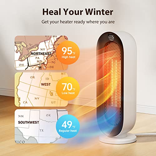 Electric Space Heater for Indoor Use – Ilake 90° Oscillating Space Heater with Remote & Thermostat, Digital Display,12H Timer, 1500W Energy Efficient, Small Space Heater for Office Home Basement Gift