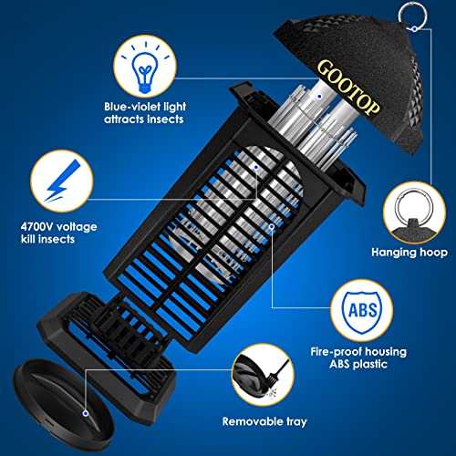 GOOTOP Large Bug Zapper Outdoor Electric, Mosquito Zapper Outdoor, Fly Traps, Fly Zapper, Mosquito Killer, 3 Prong Plug, 90-130V, ABS Plastic Outer