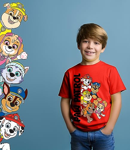 Paw Patrol Graphic T-Shirts (3 Pack) Rubble, Chase & Marshall Character Outfit Toddlers Birthday Boys 3T Bl/Wh/Rd SS