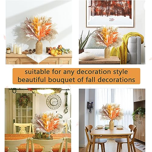 100PCS Fall Decor Natural Pampas Grass Bouquet Decorations Home Decor Long-Lasting Dried Flowers Bouquet for Boho Home Decor