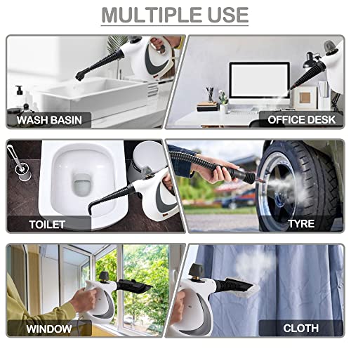 Spurgehom Handheld Steam Cleaner, Portable Pressurized Steamer with 350ml Large Capacity 11-Piece Accessory Set, Perfect for Stain Removal, Curtains, Car Seats, Floor, Window Cleaning…