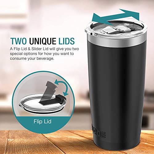 Juro Tumbler 20 Oz Stainless Steel Vacuum Insulated Tumbler with Lids and Straw [Travel Mug] Double Wall Water Coffee Cup for Home, Office, Outdoor Works Great for Ice Drinks and Hot Beverage - Black