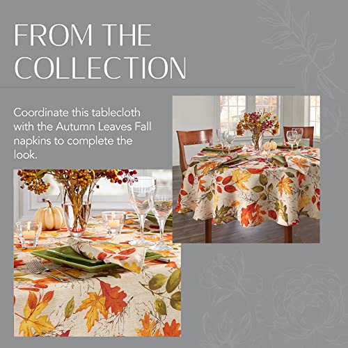 Elrene Home Fashions Autumn Leaves Fall Printed Tablecloth, Holiday Table Cover for Formal or Everyday Use, 70" Round