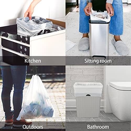 1.5 Gallon 120 Counts Mini Strong Drawstring Trash Bags Garbage Bags by RayPard, Small Plastic Bags fit 4.5-6L Trash Can for Home Office Kitchen Bathroom Bedroom, White Waste Basket Liners