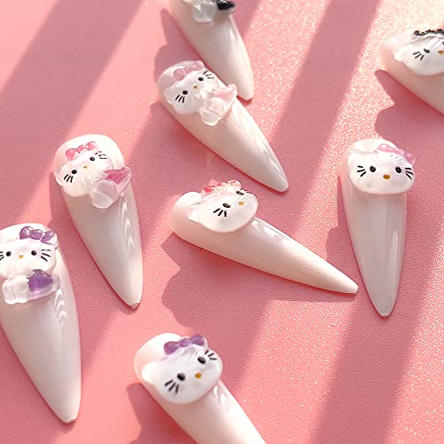 80 PCS Kawaii Nail Art Charms 3D Cute Cat Resin Jelly Gummy Sweet Candy Slime Making Ornament Nail Decoration Accessories for DIY