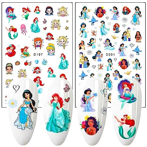 Designer Nail Art Stickers Decals, Cute Cartoon 3D Nail Self-Adhesive Sticker Designs, Kawaii Nail Art Stickers for Women Girls Kids, Cute Anime Nail Transfer Decals Decorations, DIY Resin Nail Decal