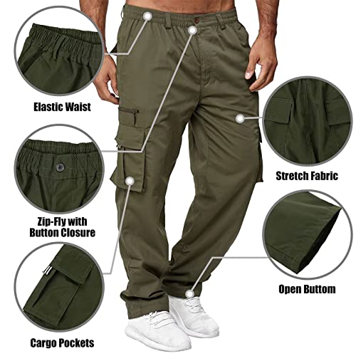 Men Outdoor Cargo Pant Lightweight Tactical Pant Hiking Jogger Classic Fit Multi Pockets M