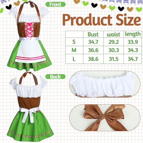 Newcotte 2 Pcs Oktoberfest Costumes Outfit for Beer Girl Women 1 German Bavarian Dirndl Velvet Lace up Dress 1 Bow High Socks (Medium)