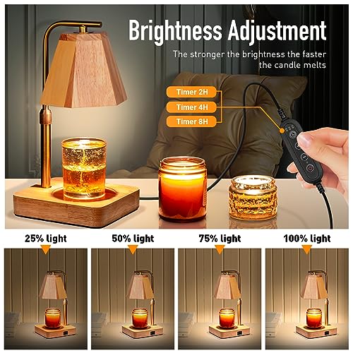 GUVOP Dimmable Candle Warmer Lamp Adjustable Height, Candle Warmer with Timer & USB Charging Ports, A Gift for Women, Wax Warmer Candle for Home Decor